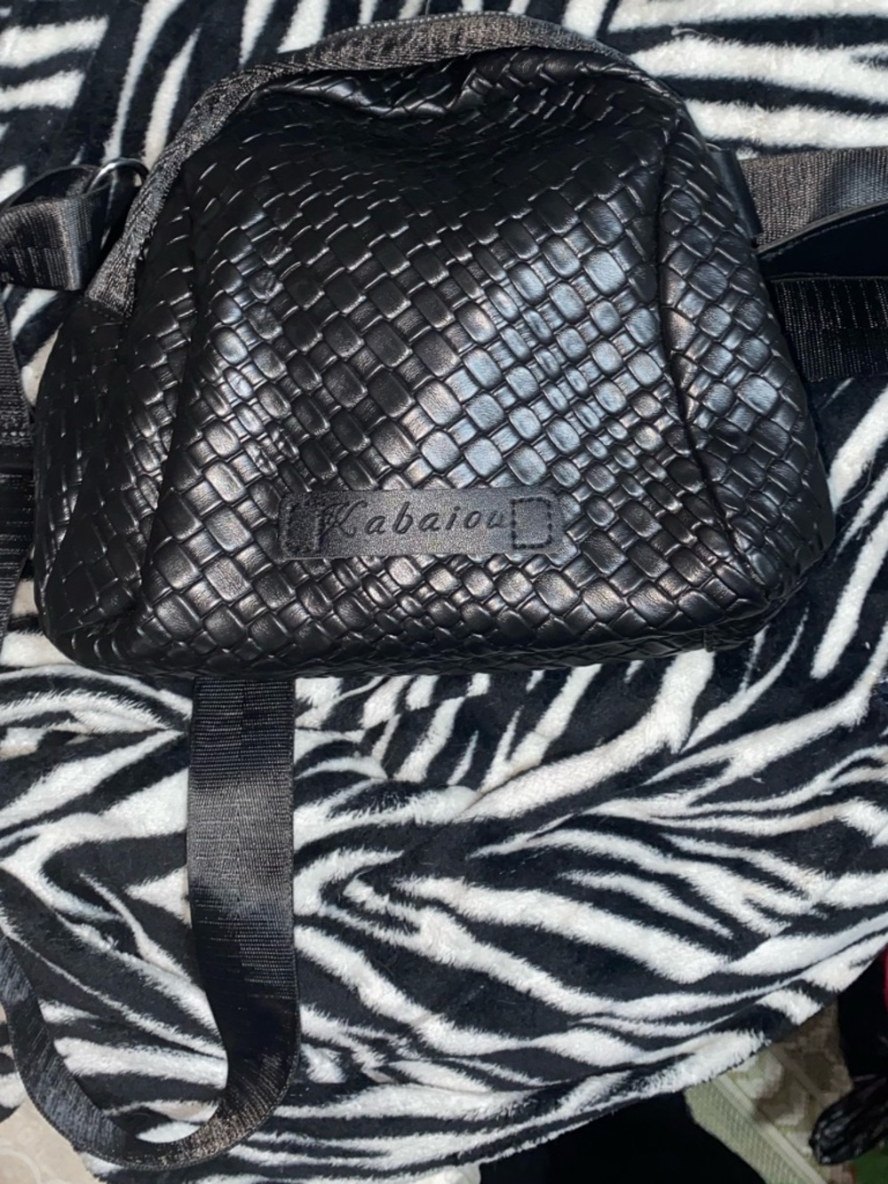 Kabaiou Black Woven Crossbody Bag